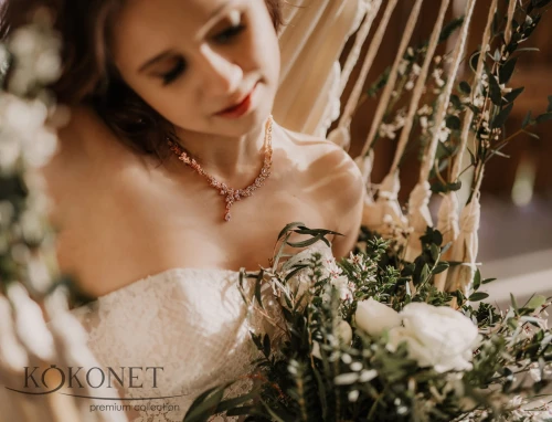 Komplet ślubny różowe złoto kolczyki naszyjnik ASTRID rose