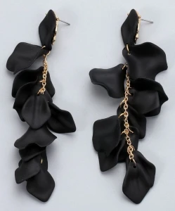 Kolczyki czarne płatki girlanda
