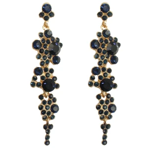 Kolczyki niebieskie długie z cyrkoniami gronka