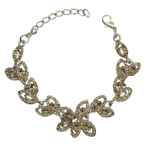 Bransoletka srebrna szampańskie cyrkonie kwiaty ślubne