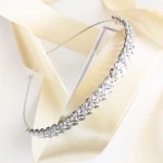 Ślubna opaska srebrna z cyrkoniami listki