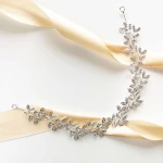 Gałązka opaska srebrna z listkami i cyrkoniami