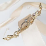 ZŁOTA korona diadem na głowę dla Panny Młodej