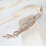 Elegancka korona ślubna diadem tiara różowe złoto rose