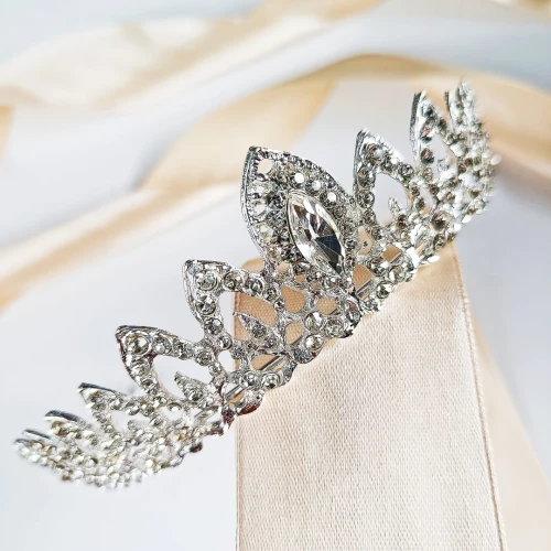 Ślubna korona TIARA diadem srebrny okazały