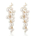 Kolczyki białe perły złote gronka eleganckie wiszące