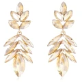 Kolczyki złote z listkami i łezkami w kolorze szampana