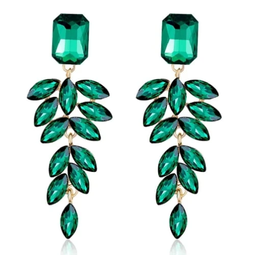 Kolczyki zielone złote wieczorowe piękne