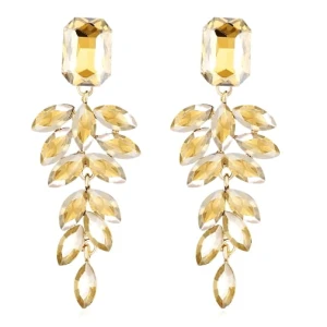 Kolczyki złote listki wiszące na sylwestra