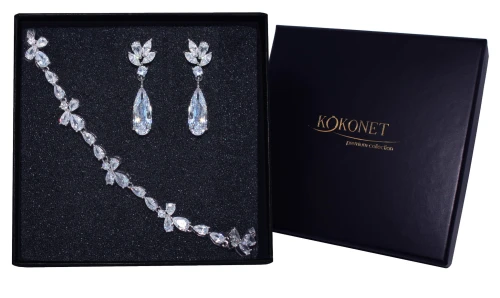 Kolczyki i bransoletka - Komplet ślubny srebrny ILIA + LEA silver