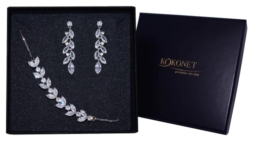 Kolczyki i bransoletka - Komplet ślubny srebrny CLIO + ASTRID silver