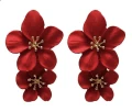 Kolczyki czerwone podwójne kwiatowe lekkie na sztyft