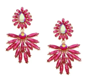 Kolczyki różowe kolorowe opalowe wieczorowe