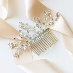 Grzebień złoty do fryzury ślubnej z cyrkoniami