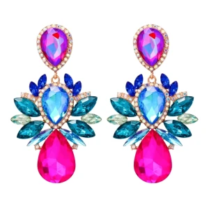 Kolczyki niebieskie złote efektowne długie wiszące