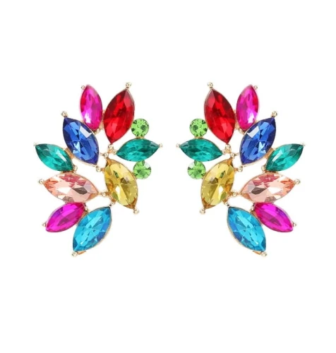 Kolczyki kolorowe cyrkonie skrzydła