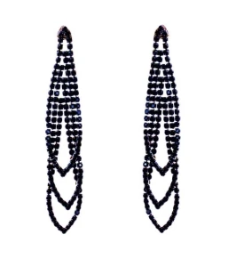 Kolczyki niebieskie grafitowe nitki długie