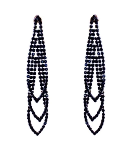 Kolczyki niebieskie grafitowe nitki długie