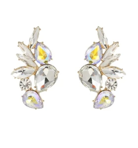 Kolczyki złote opalizujące kryształowe