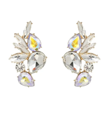 Kolczyki złote opalizujące kryształowe