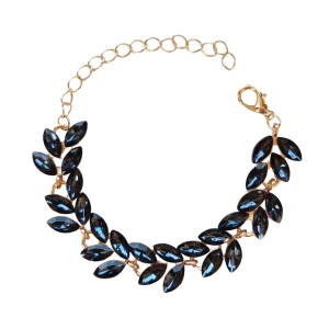 Bransoletka niebieska z cyrkoniami złota