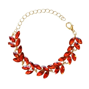 Bransoletka czerwona z cyrkoniami złota