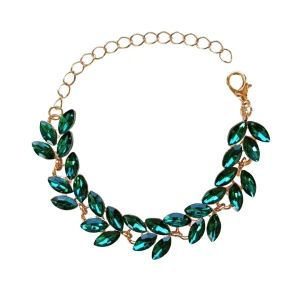 Bransoletka zielona z cyrkoniami złota