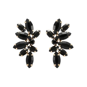 Kolczyki czarne skrzydła z cyrkoniami