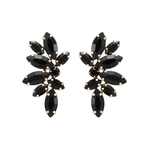 Kolczyki w czarnej oprawie skrzydła z cyrkoniami