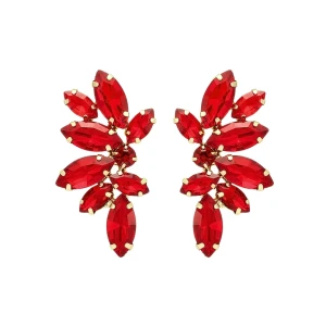 Kolczyki czerwone złote skrzydła z cyrkoniami