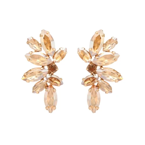 Kolczyki szampańskie skrzydła złote z cyrkoniami