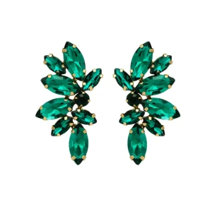 Kolczyki zielone skrzydła z cyrkoniami