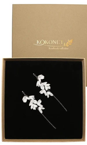 Kolczyki ślubne z kwiatami FORSYTHIA silver