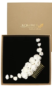 Grzebyk kwiatowy ślubny LIDIA gold