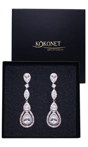 Eleganckie długie srebrne kolczyki ślubne VIVIEN silver