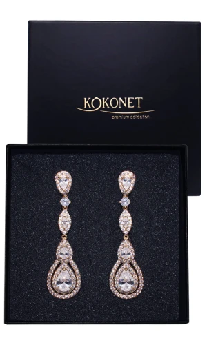 Eleganckie długie złote kolczyki ślubne VIVIEN gold