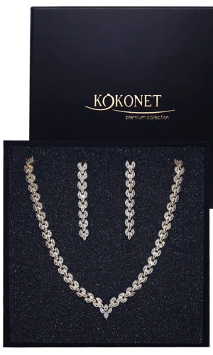 Komplet ślubny złoty kolczyki naszyjnik AFILADA gold