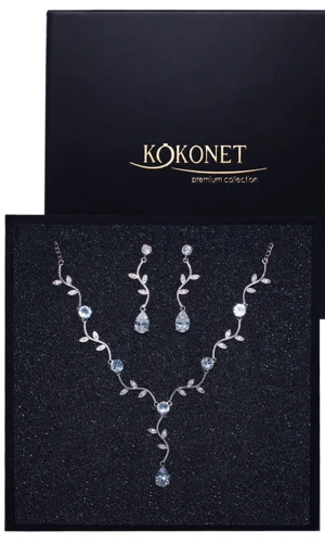 Komplet ślubny srebrny kolczyki naszyjnik  MUHER silver