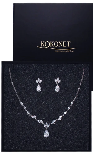 Komplet ślubny srebrny kolczyki naszyjnik MAYA silver