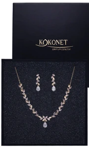 Komplet ślubny kolczyki i naszyjnik FLORIS II gold