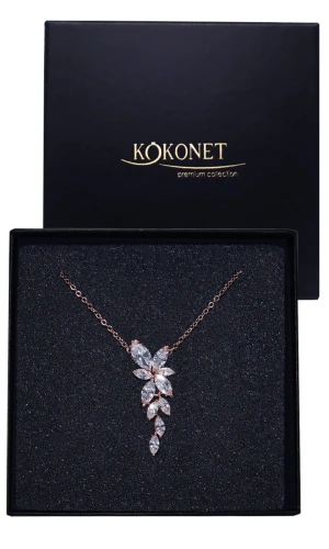 Naszyjnik ślubny różowe złoto FLORES rose