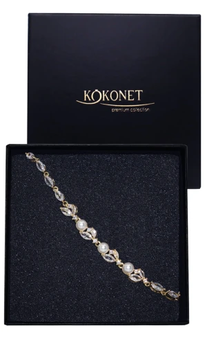 Bransoletka ślubna złota z perłami DAISY gold