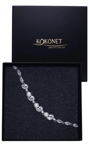 Bransoletka ślubna srebrna z perłami DAISY silver