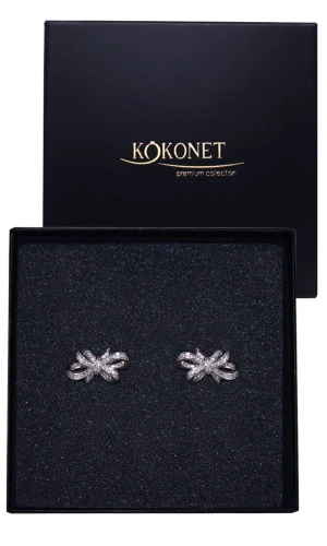 Kolczyki ślubne srebrne kokardki BOW silver