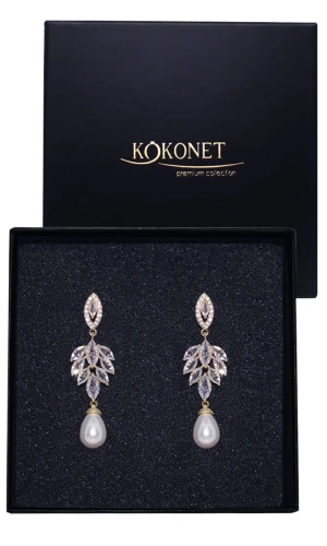 Kolczyki ślubne złote  ESTELLE gold z perłami