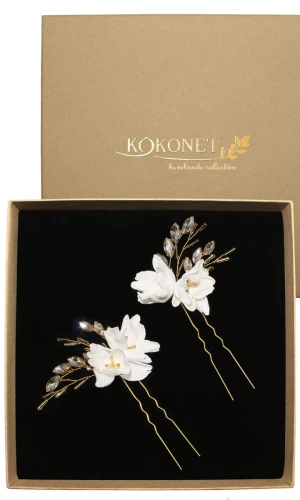 Kokówki złote kwiatowe FRESJA gold