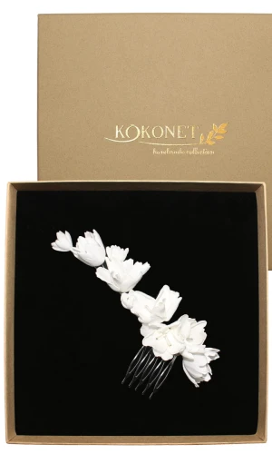 Srebrny grzebyk kwiatowy FRESJA silver