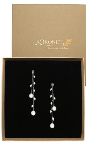 Kolczyki srebrne ślubne z perłami ALLULA silver