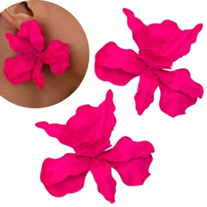 Kolczyki różowe efektowne duże kwiaty