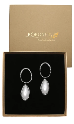 Kolczyki srebrne z perłami owalne FOGILA silver